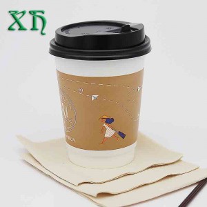 12oz Benutzerdefinierte doppelwandige Papierkaffeetassen Pappbecher zum Mitnehmen